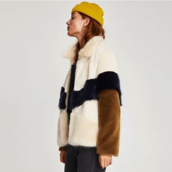 Zara Faux Fur Jacket -Basically Like new - Picture 1 of 3